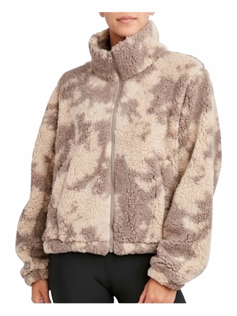 NWT! Sage Collective Dune Two-Tone Camo Print Faux Shearling Teddy Jacket. Large